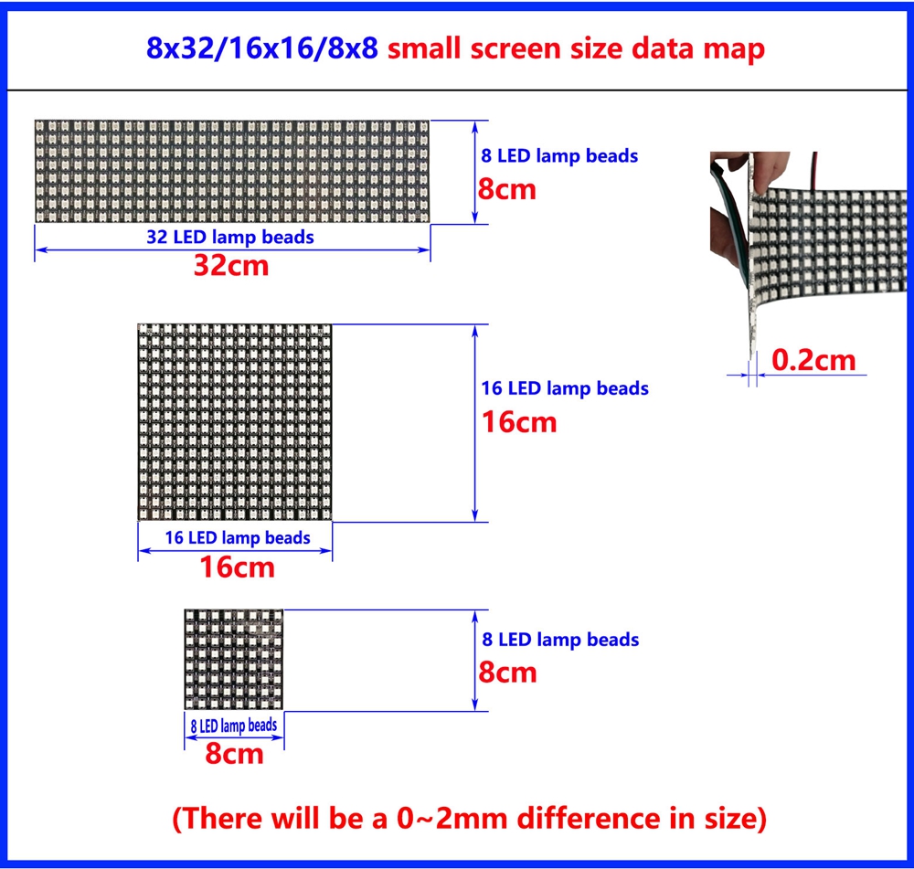 DC5V WS2812B 8*8 16*16 8*32 Fl - Rgb Led Matrix 8X8 บทวิจารณ์และราคา