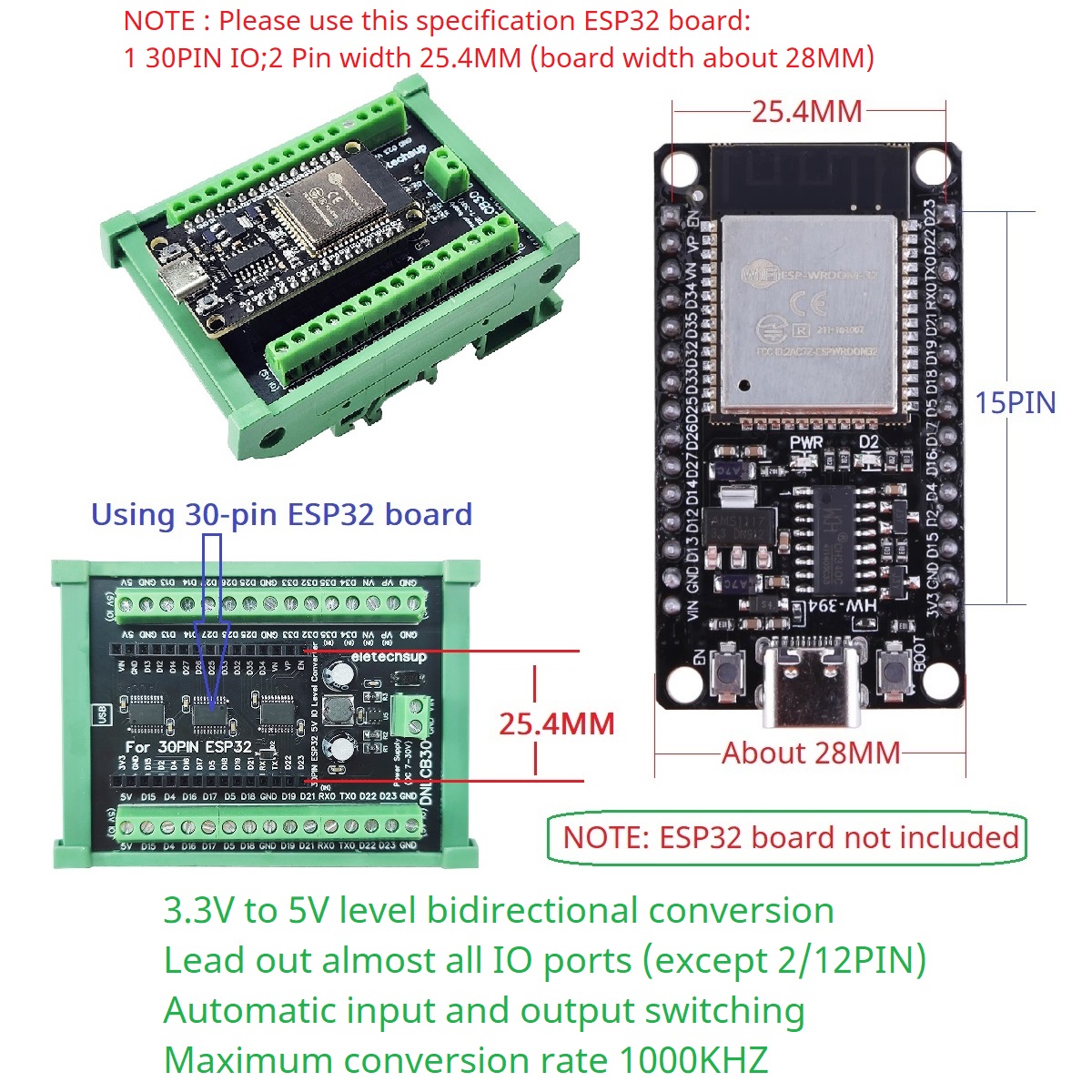 ESP32 30P DIN Rail Adapter, 3. - Level Shifter 3.3V บทวิจารณ์และราคา