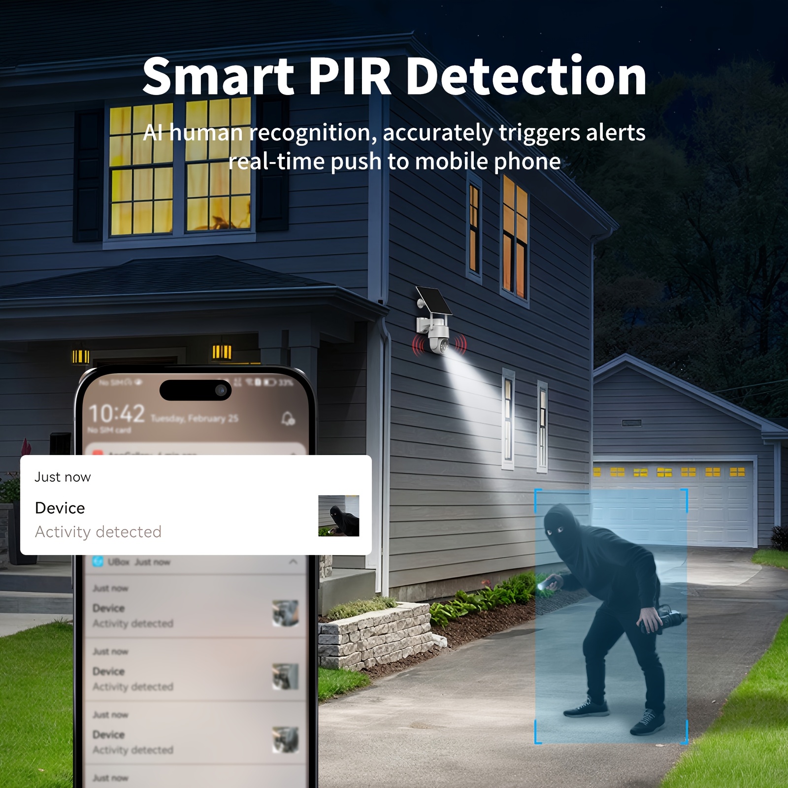 2-in-1 Solar Security Camera w - Motion Sensor Pir Wired บทวิจารณ์และราคา