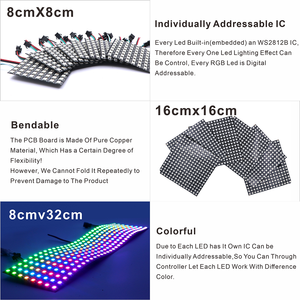 WS2812B SMD5050 RGB Panel LED  - Rgb Led Matrix 8X8 บทวิจารณ์และราคา