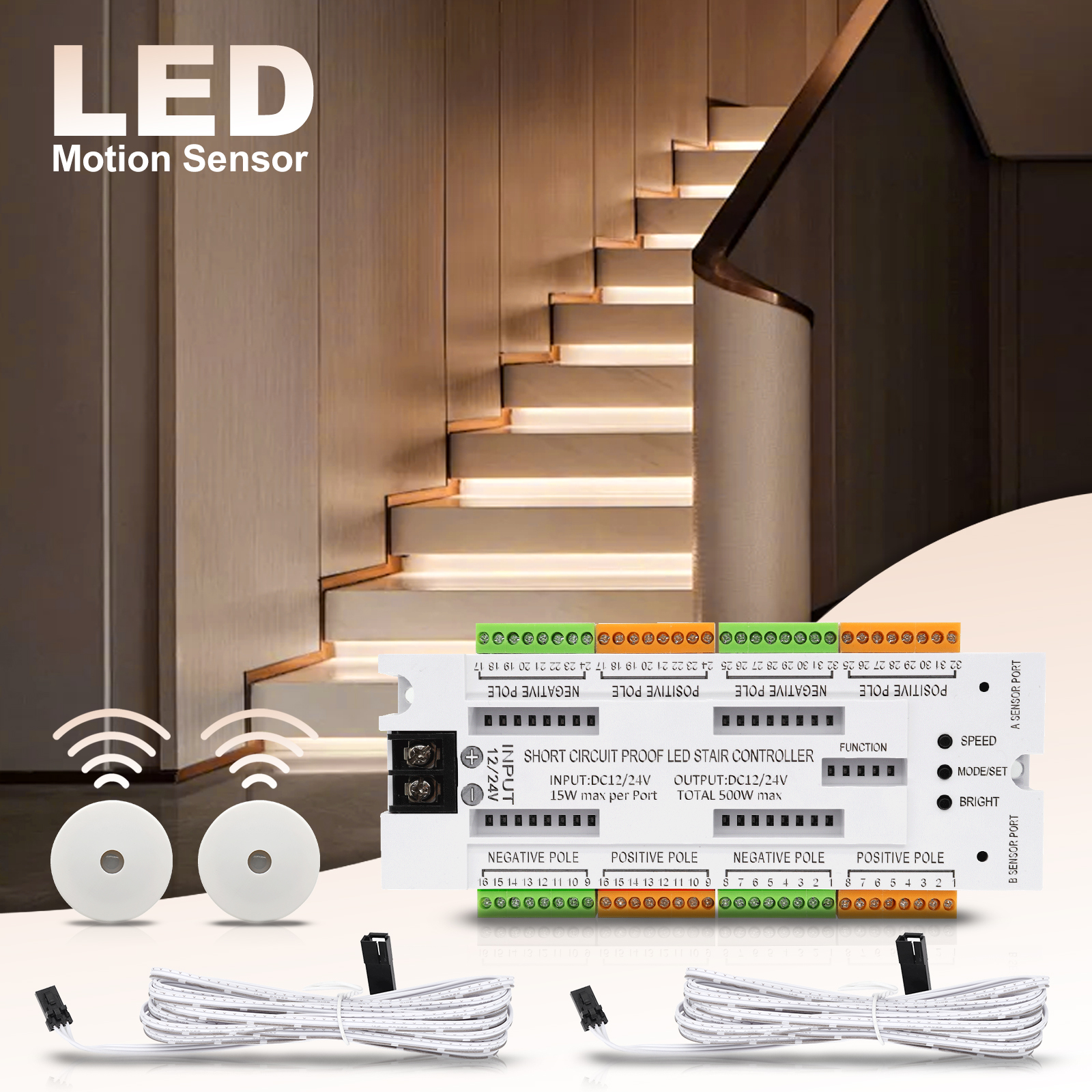 1-32 Steps Indoor Stair Light  - Motion Sensor Pir Wired บทวิจารณ์และราคา